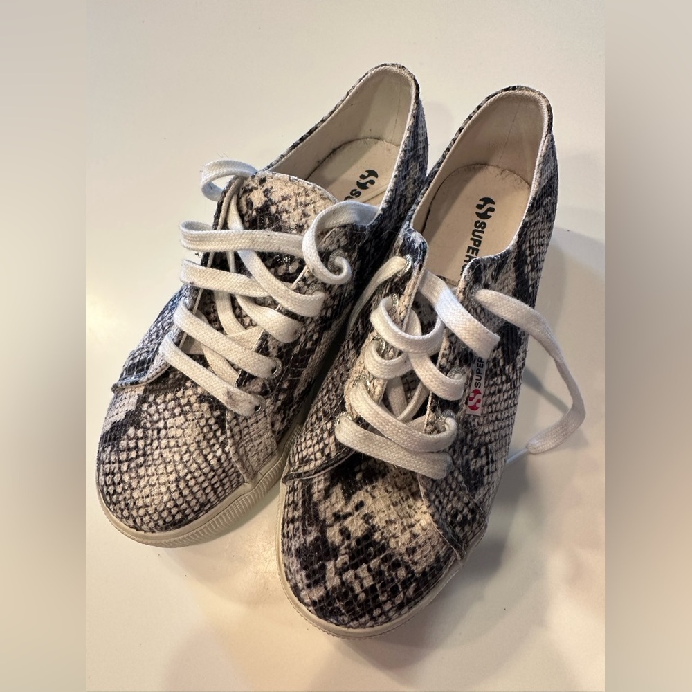 Superga 2750 Black and White Snake Pattern Sneakers unisex